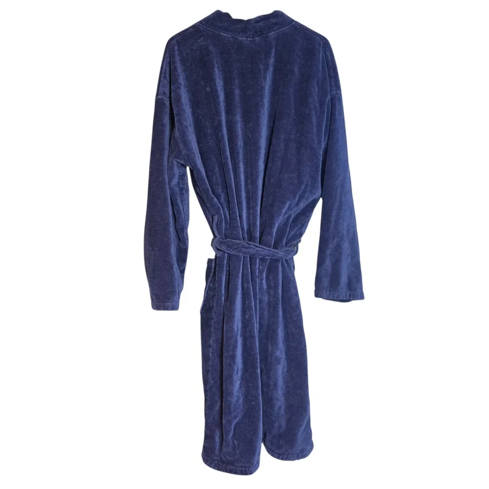 Polo Ralph Lauren Mens Medium Bathrobe Navy Blue Terry Cloth Cotton Pony Logo